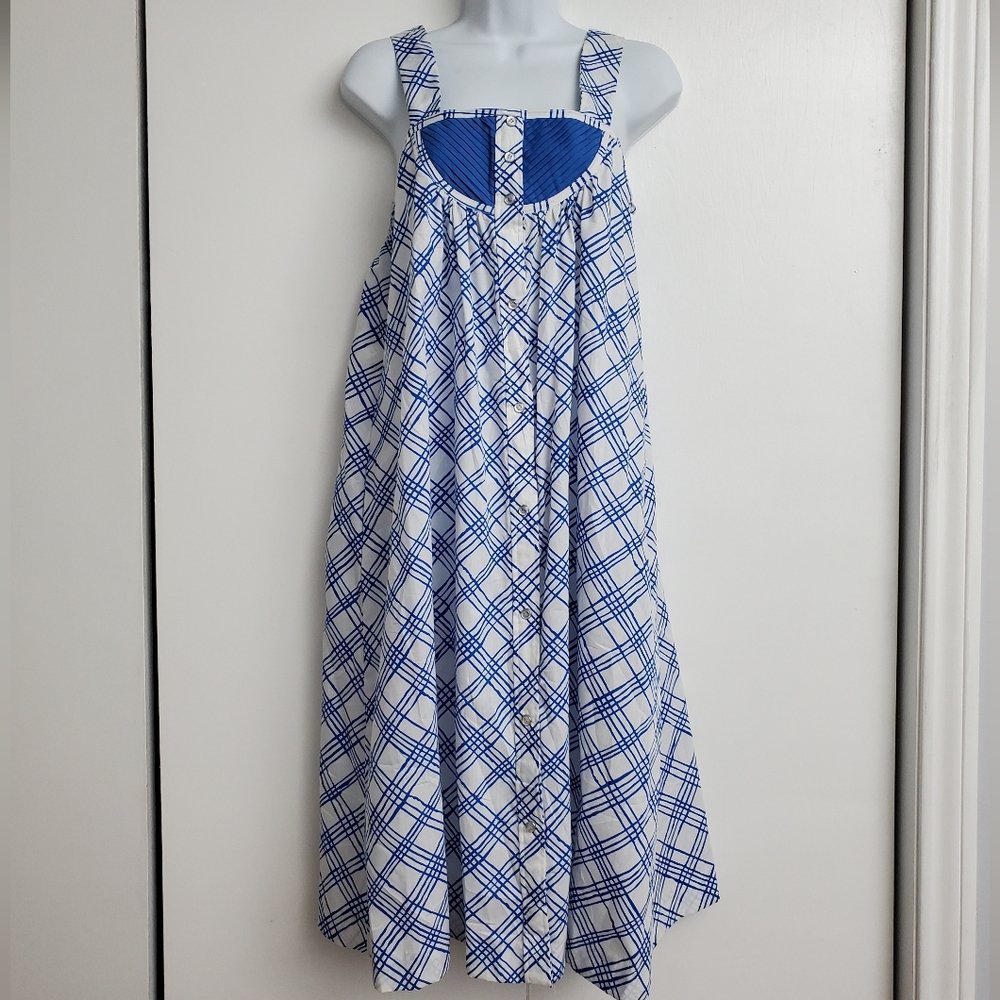 Vintage Models Coat Day / House Dress Blue & White Plaid Size 12  60's Style